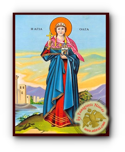 Saint Olga Neoclassical Wooden Icon
