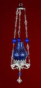 Glass Lamp Design with Beads Hanging Oil Candle