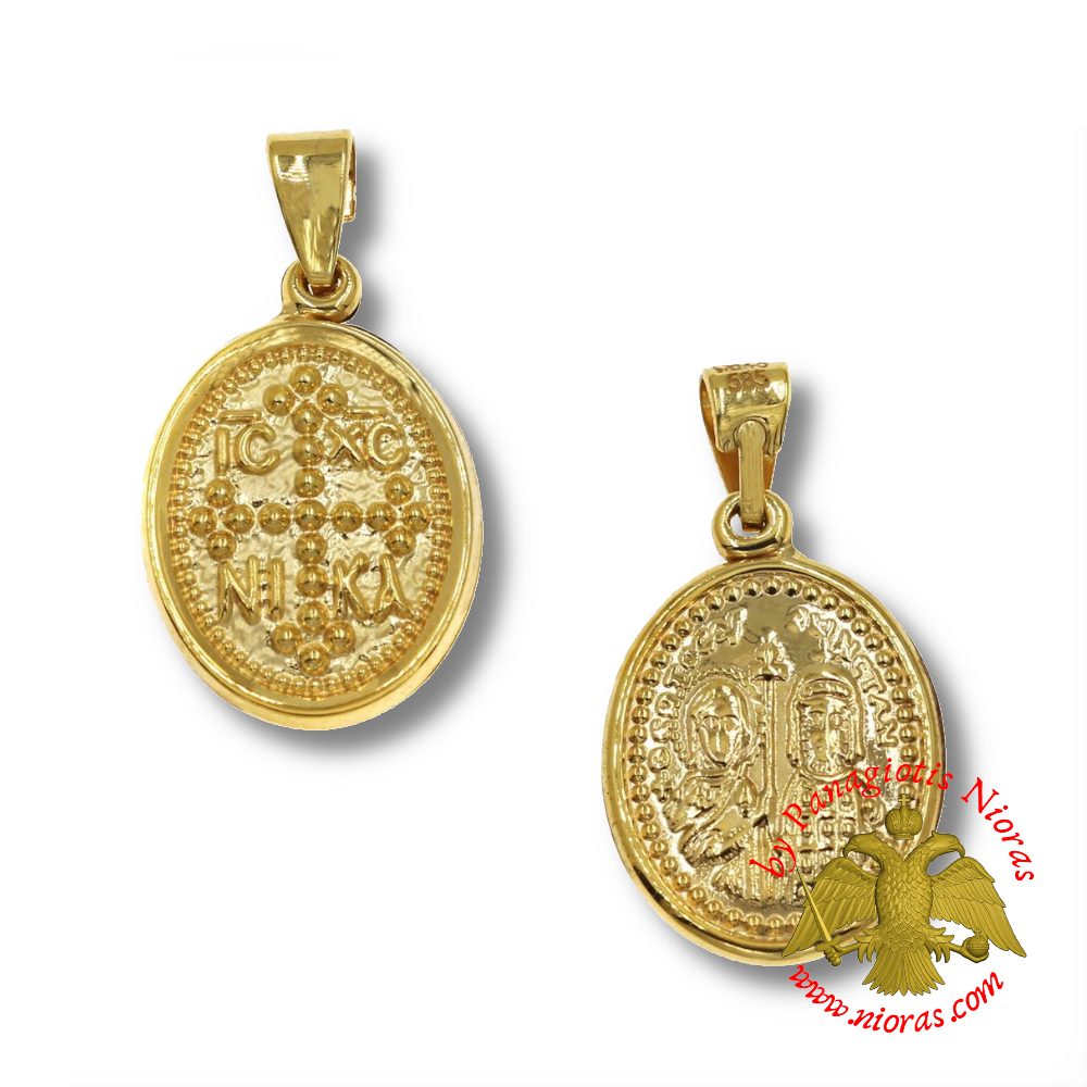 Gold Constantinato Oval Hollow Coin 12x15mm K14