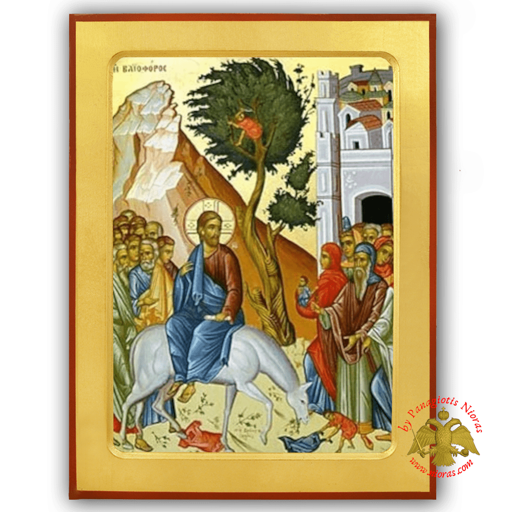Christ The Entry into Jerusalem Palm Sunday Byzantine Wooden Icon