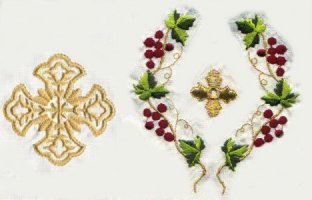 Vestment Gold Thread Cross with Grape Design 097-1
