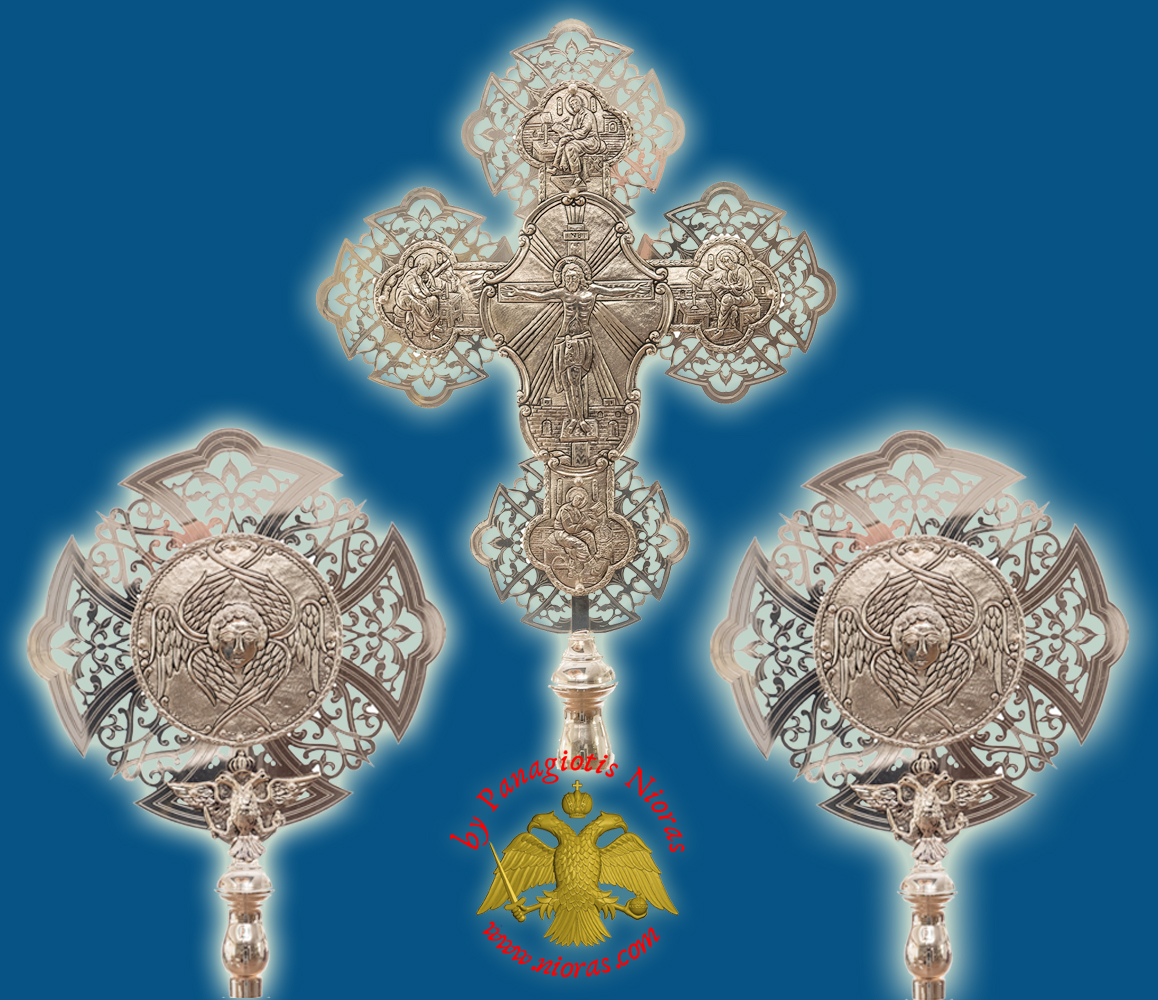 Ecclesiastical Exapterigon Set Big A Cherubims Silver Plated