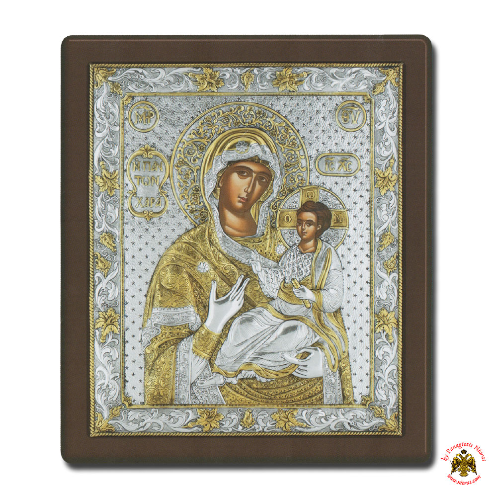Holy Virgin Mary Theotokos Panagia Joy Of All Silver Holy Icon