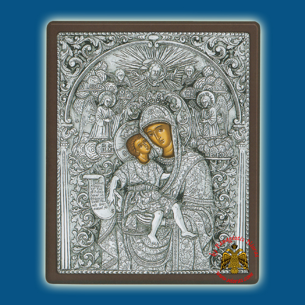 Holy Virgin Mary Theotokos Panagia Aksion Esti Silver Holy Icon