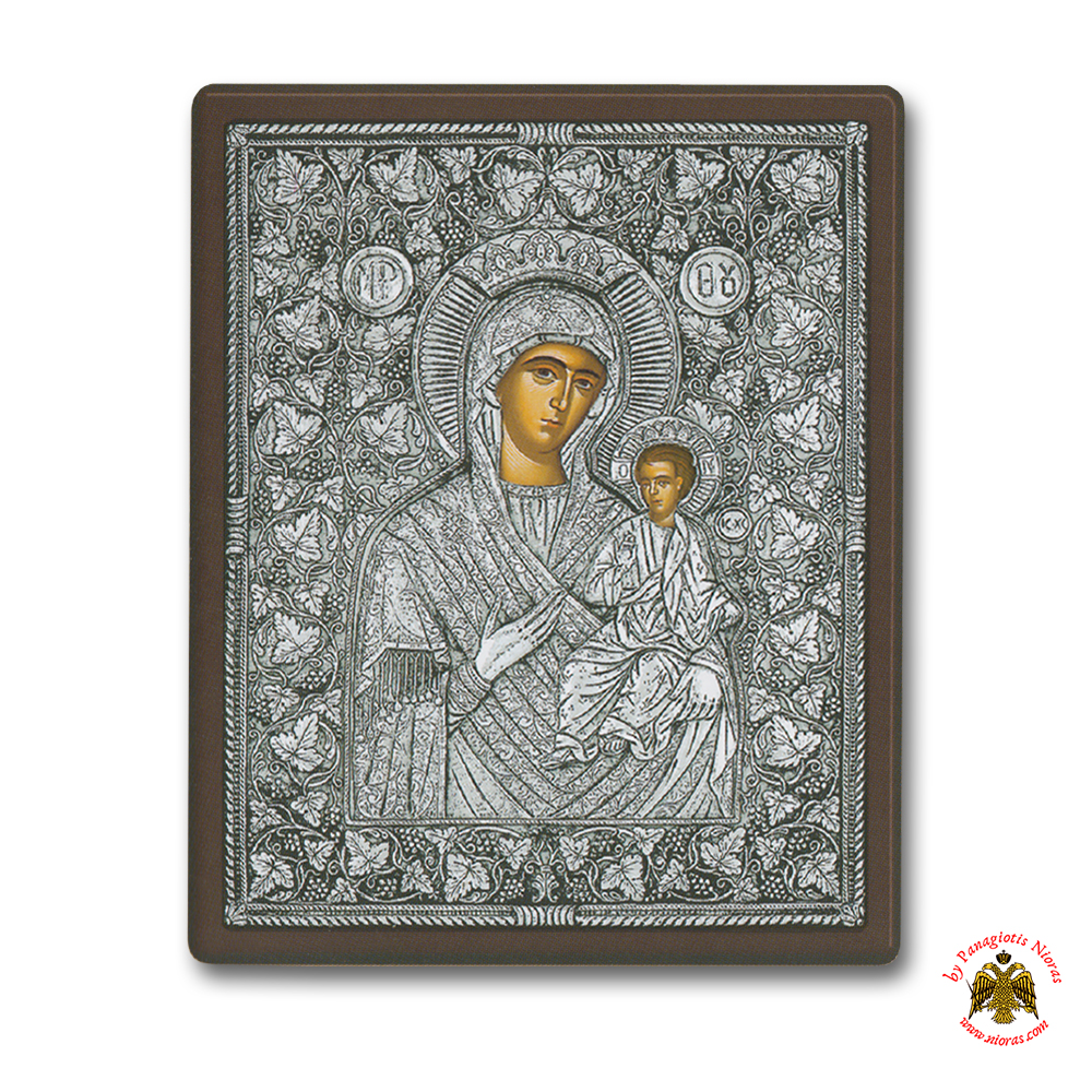 Holy Virgin mary Theotokos Panagia Amolyntos Silver Holy Icon