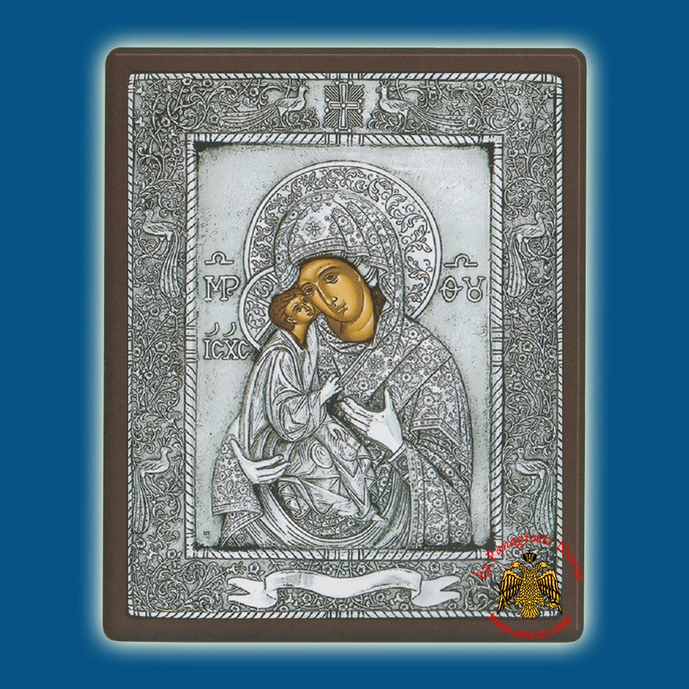 Holy Virgin Mary Theotokos Panagia Glykofilousa Silver Holy Icon