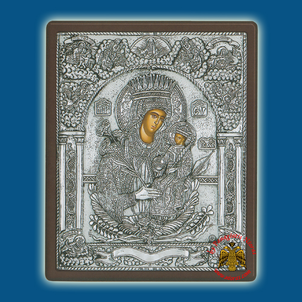 Holy Virgin Mary Theotokos Panagia Rodo To Amaranto Silver Holy Icon