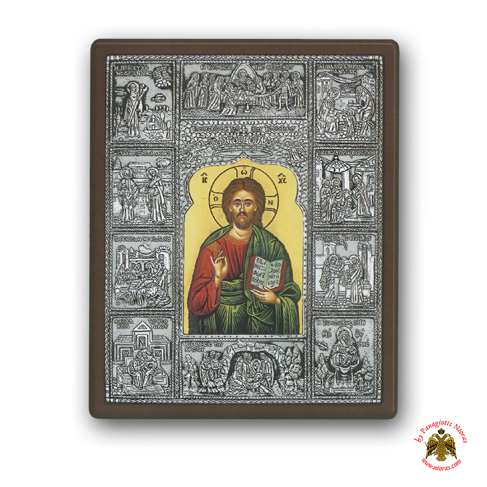 Christ and Bios Silver Holy Icon