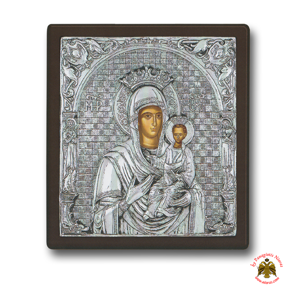 Holy Virgin Mary Theotokos Panagia Amolyntos Silver Holy Icon