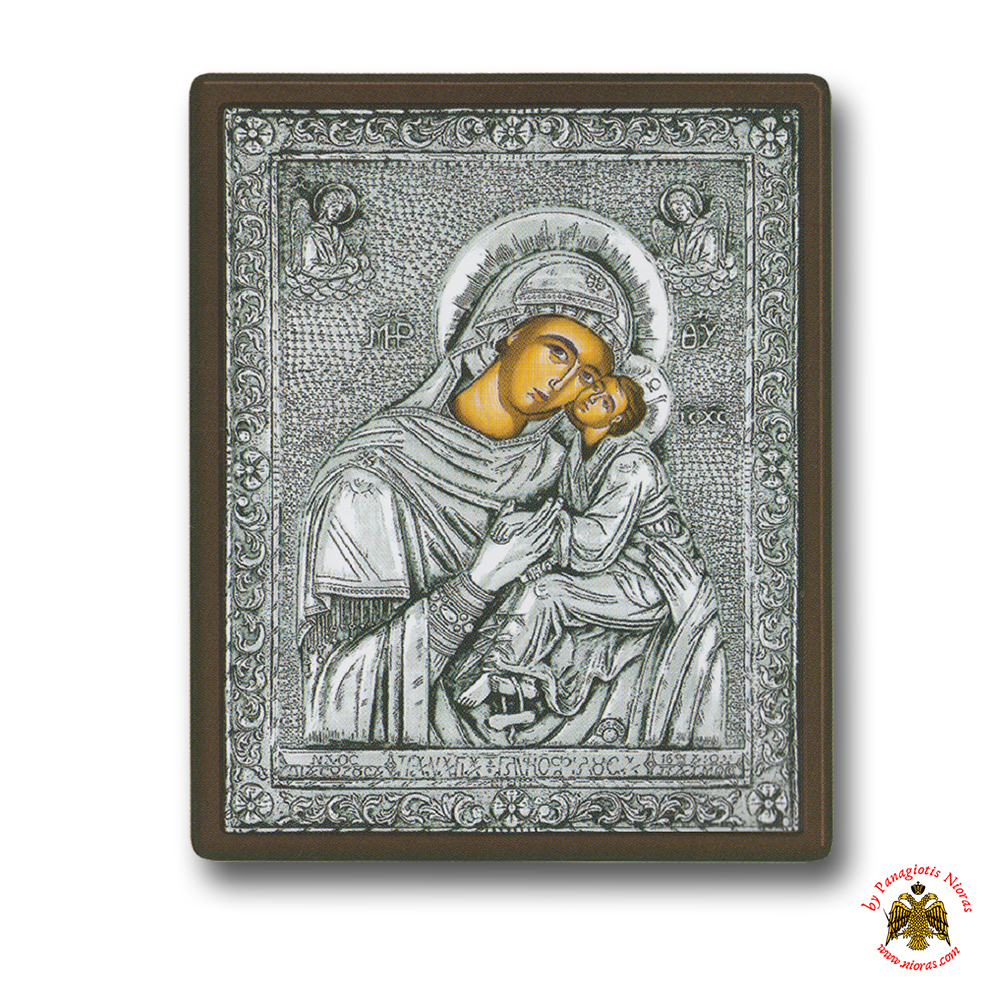 Holy Virgin Mary Theotokos Panagia Ton Aggelon Silver Holy Icon