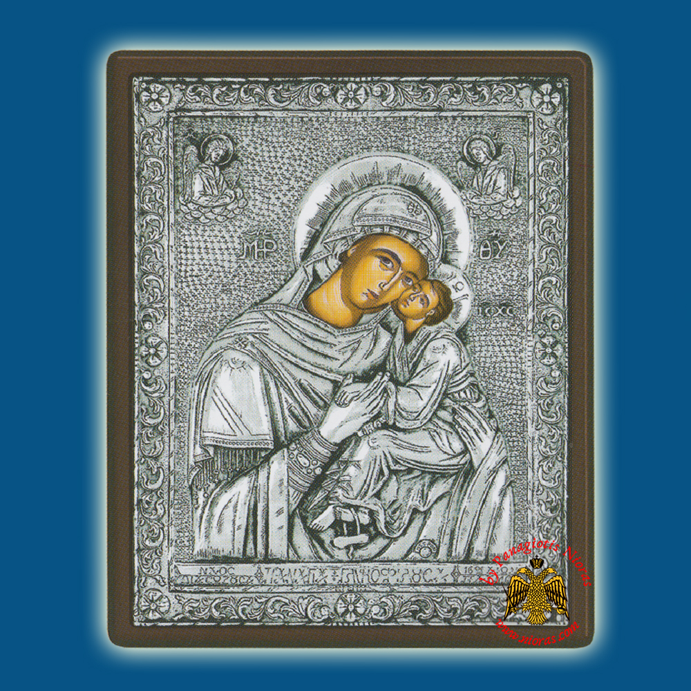 Holy Virgin Mary Theotokos Panagia Glikofilousa Patmou Silver Holy Icon