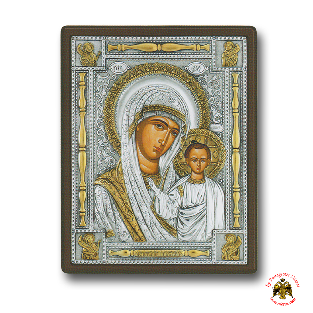 Holy Virgin Mary Theotokos Panagia Russian Silver Holy Icon