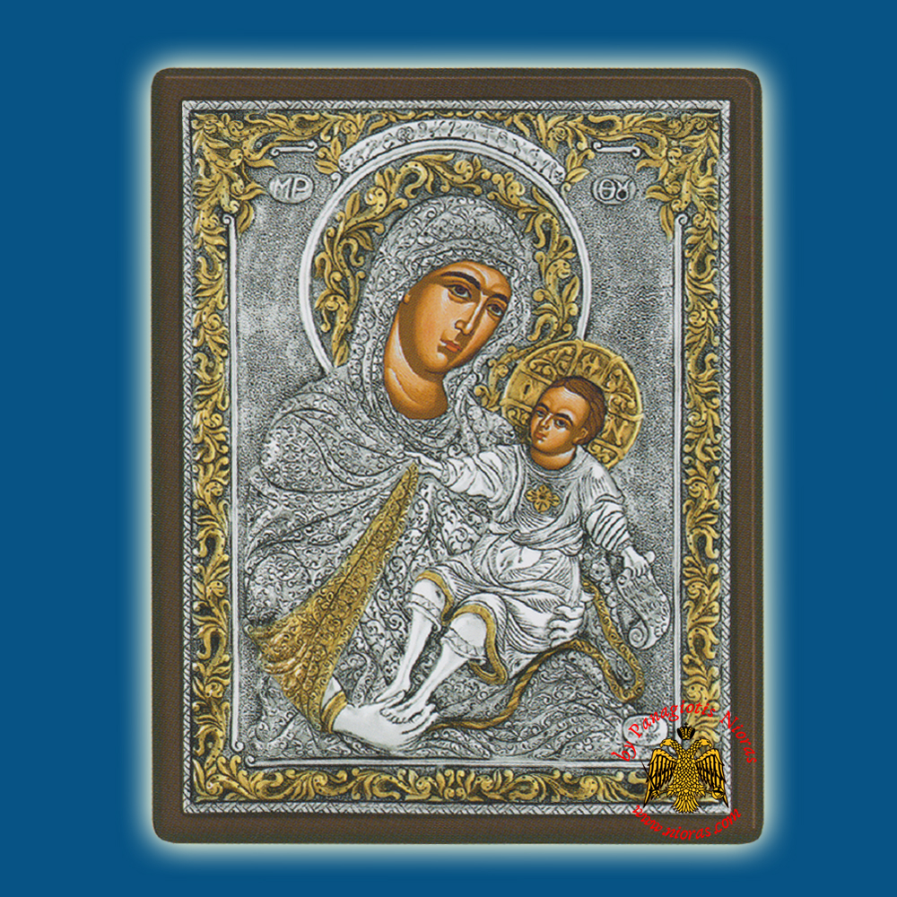 Holy Virgin Mary Theotokos Panagia Vrefokratousa Silver Holy Icon