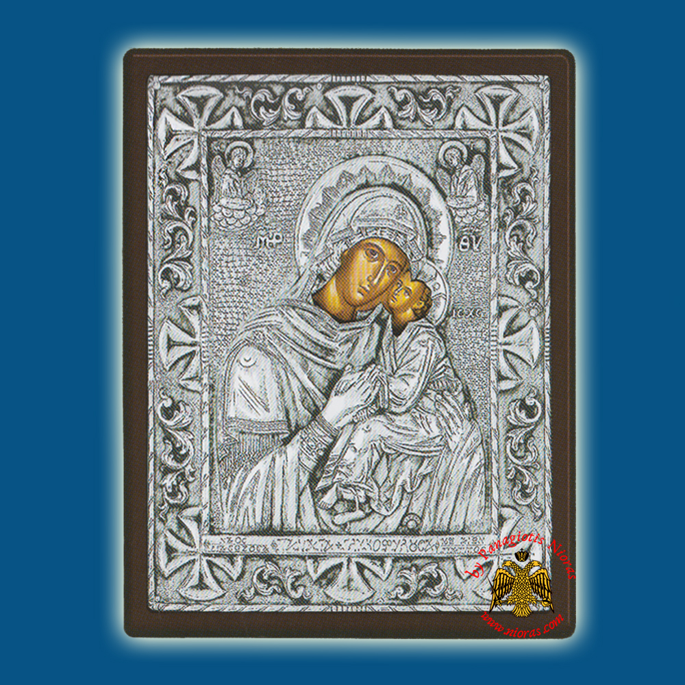 Holy Virgin Mary Theotokos Panagia Glykofilousa Patmou Silver Holy Icon