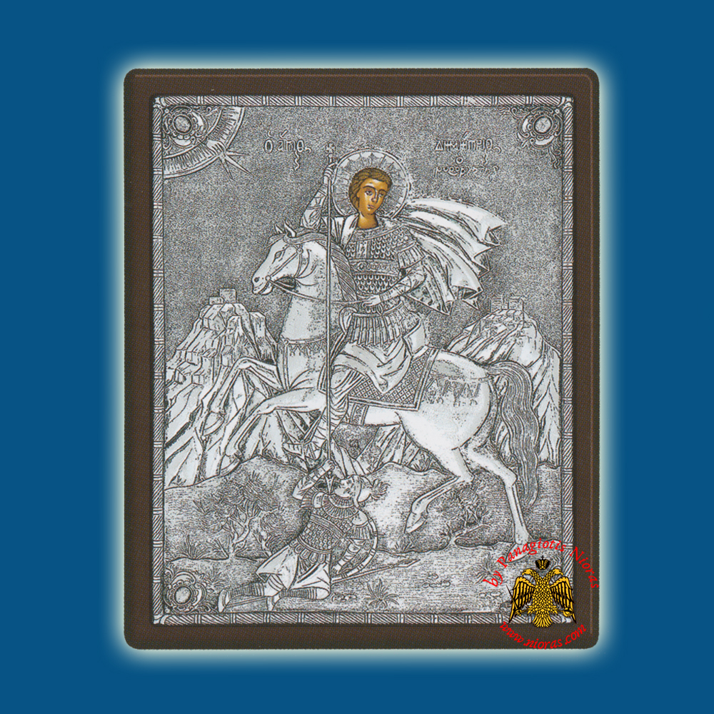Saint Demetrios Mirovlitis Silver Holy Icon