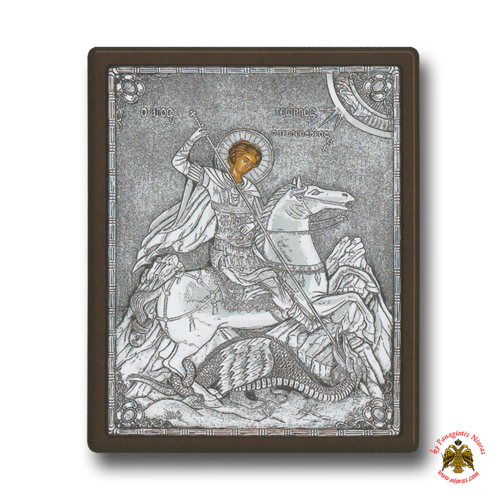 Saint George Tropaioforos Silver Holy Icon