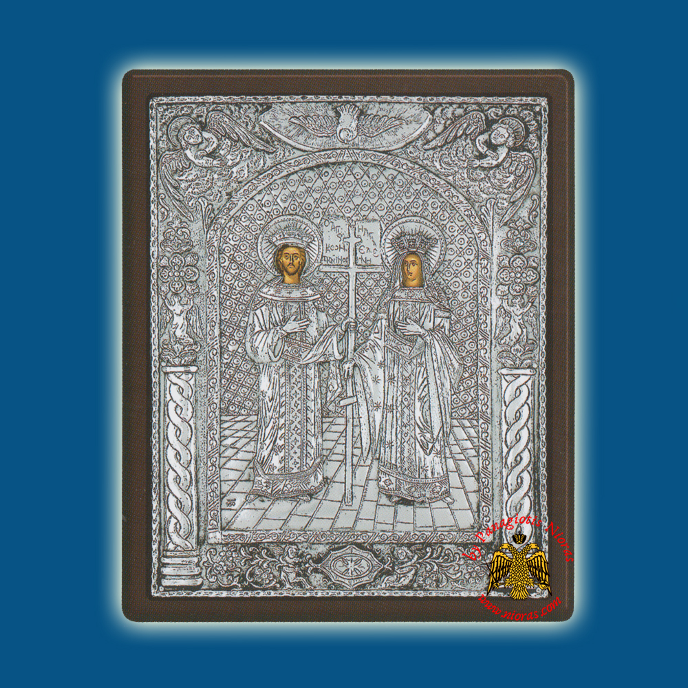 Saints Konstantine & Helen Silver Holy Icon
