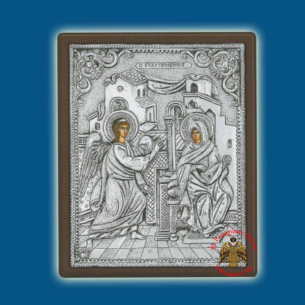 The Annunciation of Theotokos Silver Holy Icon