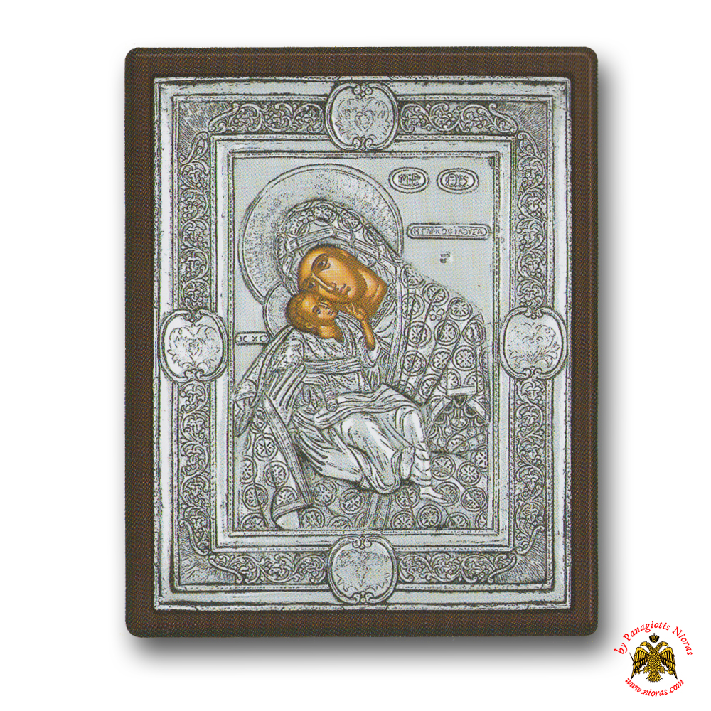 Holy Virgin Mary Theotokos Panagia Glikofilousa Silver Holy Icon