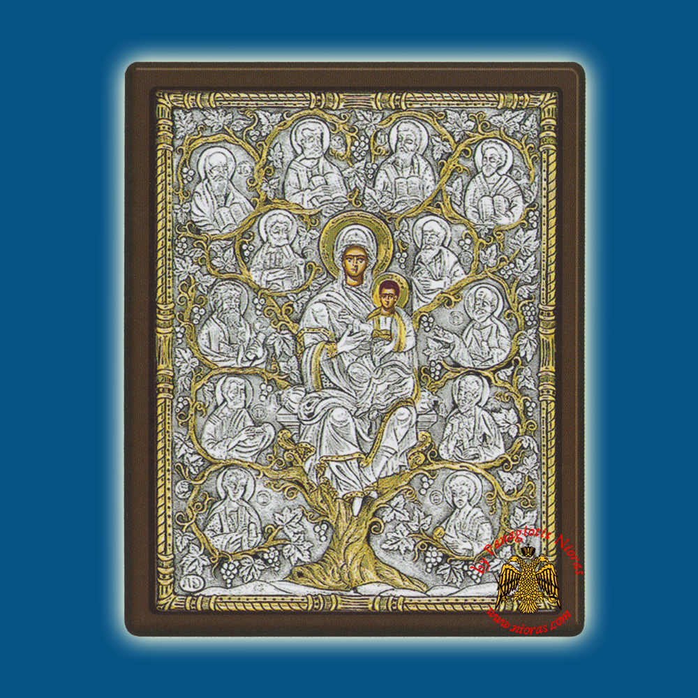 Holy Virgin Mary Theotokos Panagia Ampelos Silver Holy Icon