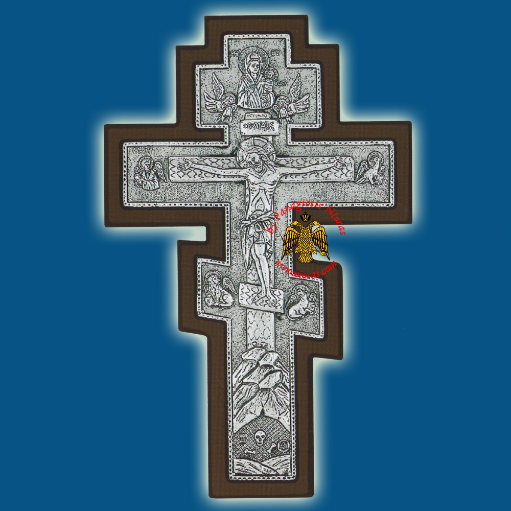 Russian Style Orthodox Silver 925 Cross 22x34cm