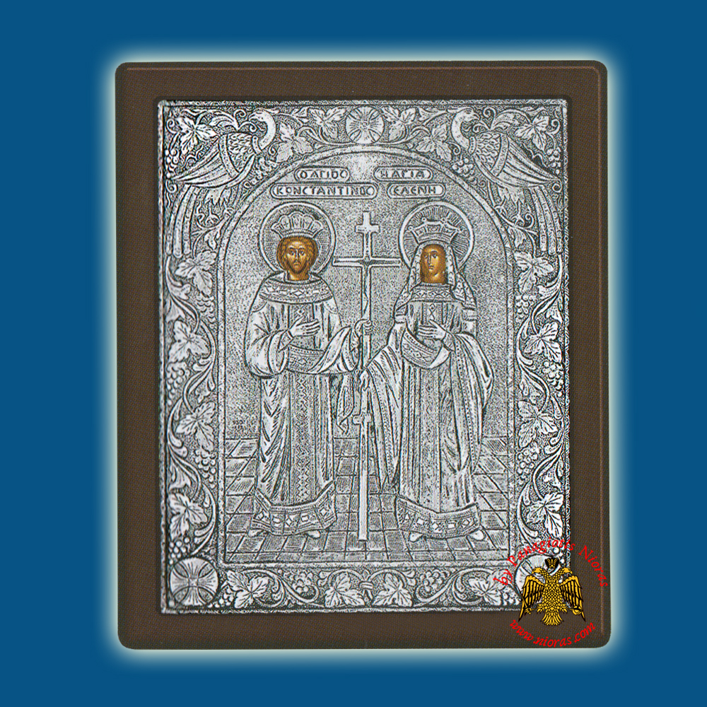 Saints Konstantine & Eleni Silver Holy Icon