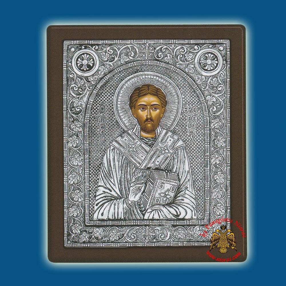 Saint Eleutherios Silver Holy Icon