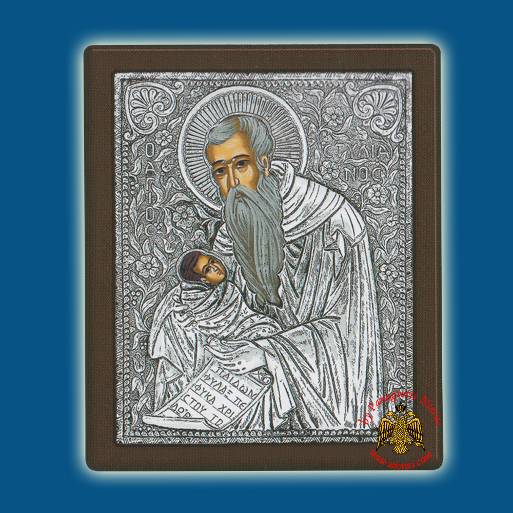 Saint Stylianos Silver Holy Icon