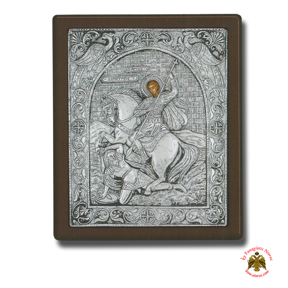 Saint Demetrios Silver Holy Icon