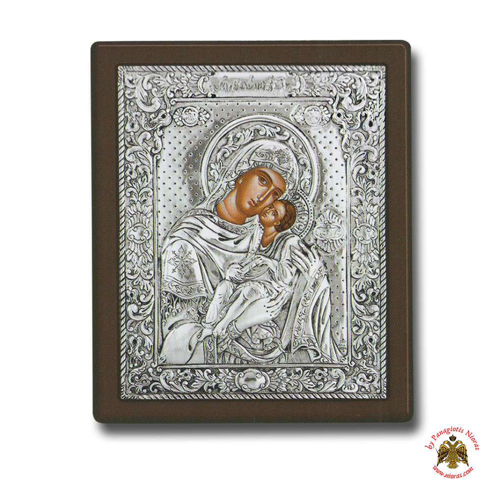 Holy Virgin Mary Theotokos Panagia Glykofilousa Silver Holy Icon