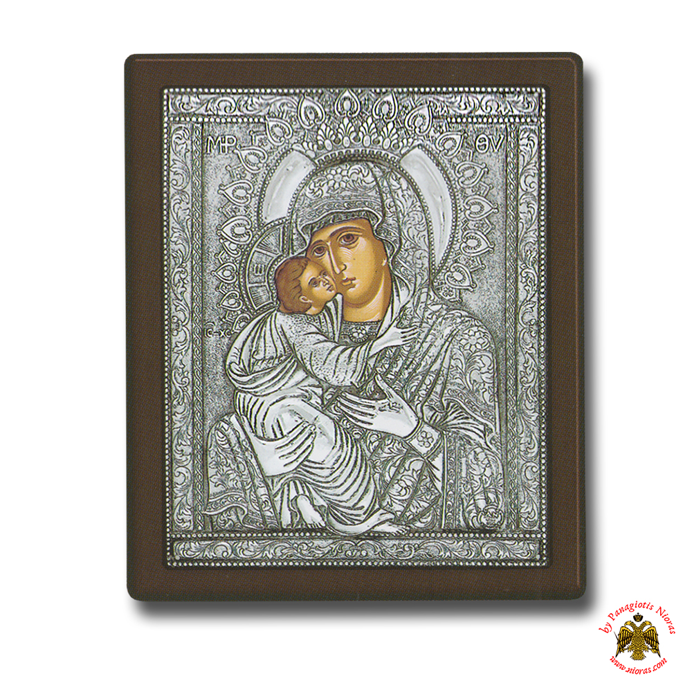 Holy Virgin Mary Theotokos Panagia Glykofilousa Byzantine Silver Holy Icon