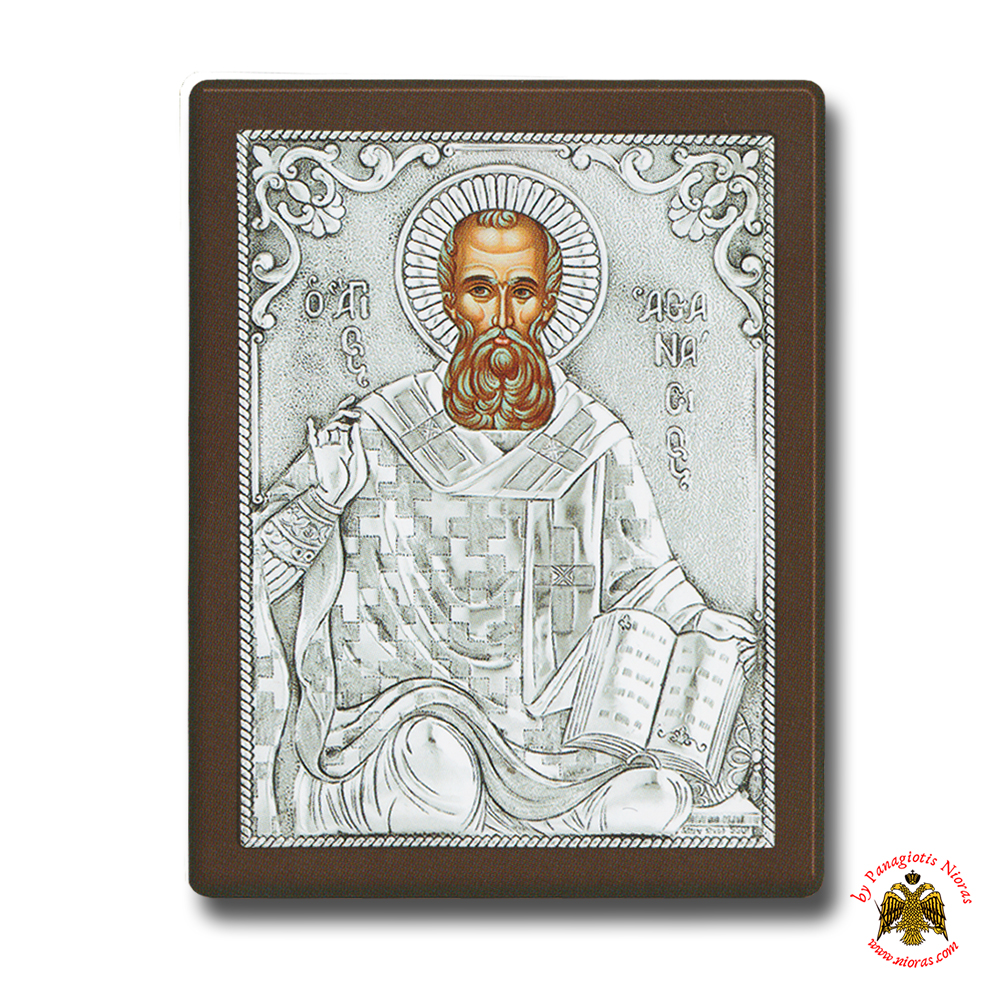 Saint Athanasios Silver Holy Icon