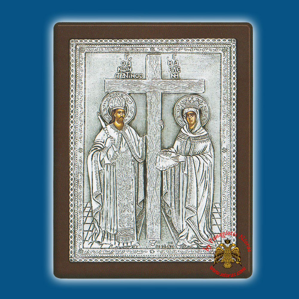 Άγιοι Κωνσταντίνος και Αγία Ελένη Ασημένια Εικόνα