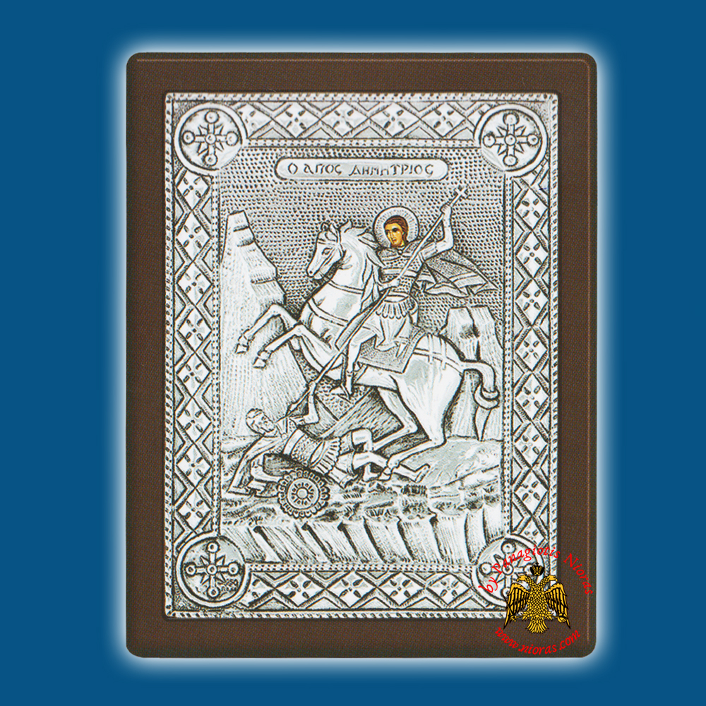Saint Demetrius, The Myrrh-Streamer Silver Holy Icon