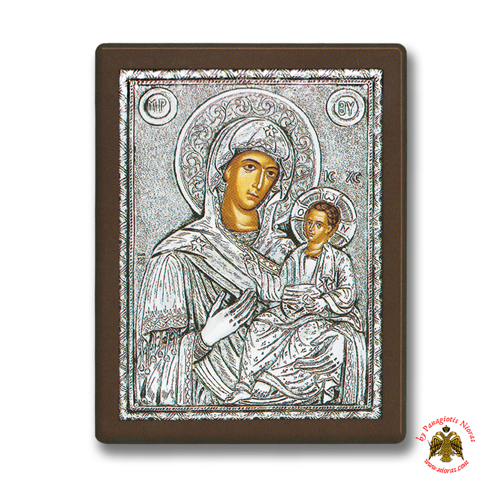 Holy Virgin Mary Theotokos Panagia Amolintos Silver Holy Icon