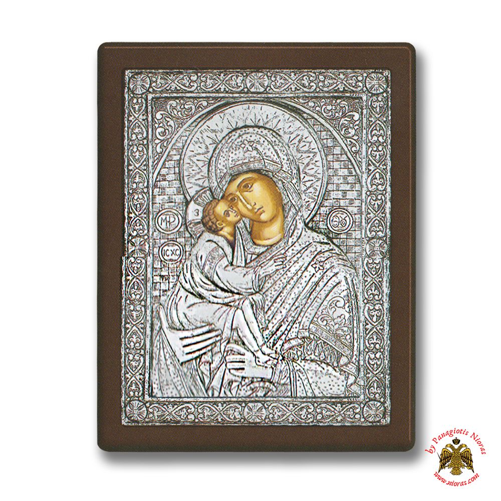 Holy Virgin Mary Theotokos Panagia Glykofilousa SIlver Holy Icon