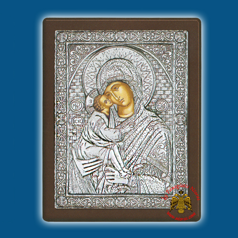 Holy Virgin Mary Theotokos Panagia Glykofilousa SIlver Holy Icon