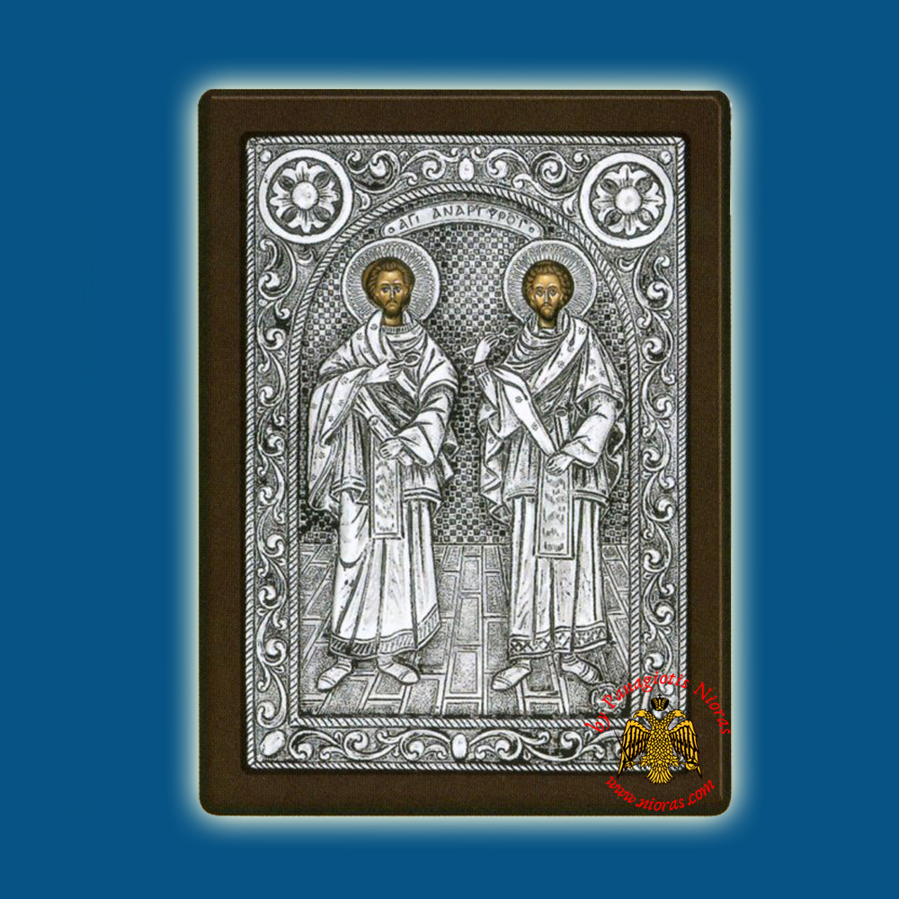 Saints Cosmas & Damian - Holy Unmercenaries Silver Holy Icon