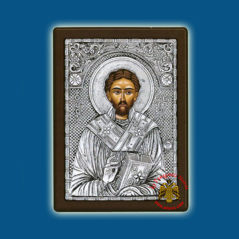 Saint Eleutherios Silver Holy Icon