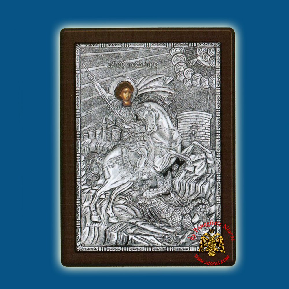 Saint George on Horseback Silver Holy Icon