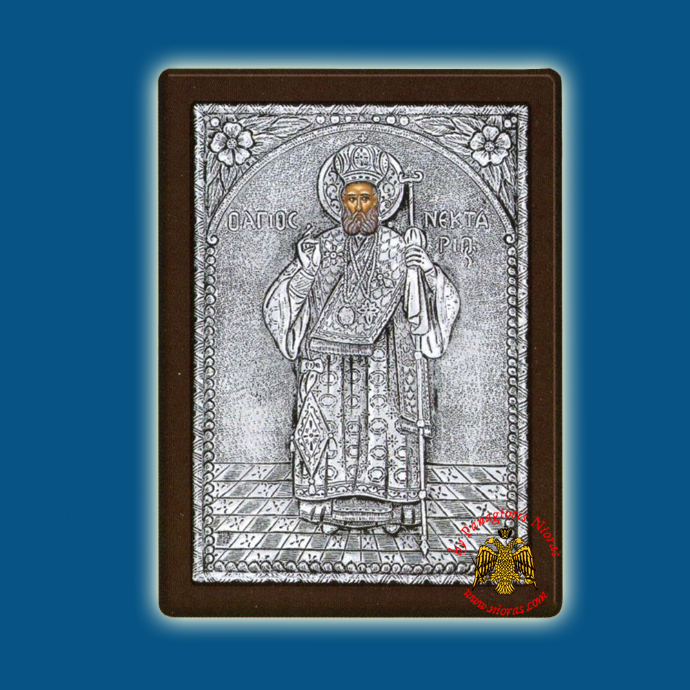 Saint Nectarios Silver Holy Icon