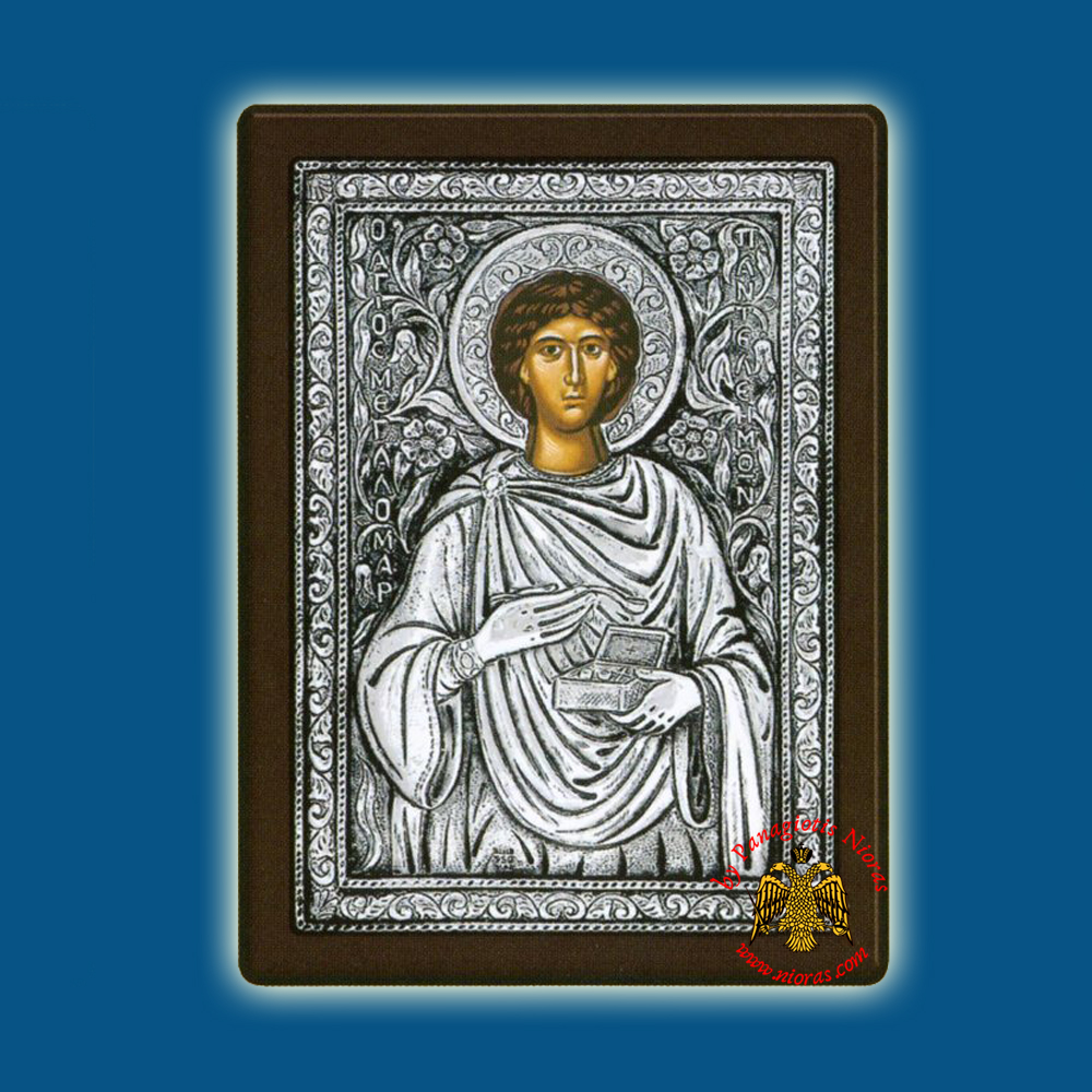 Saint Panteleemon Silver Holy Icon