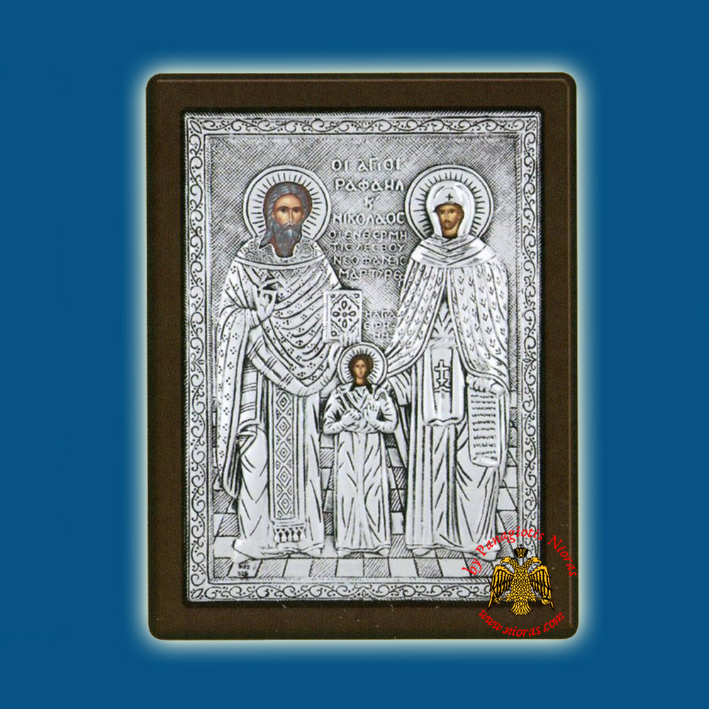 Saints Rafael, Nicholas & Irene Silver Holy Icon