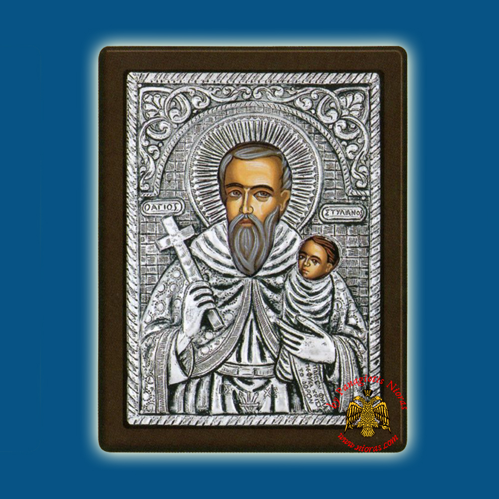 Saint Stylianos Silver Holy Icon