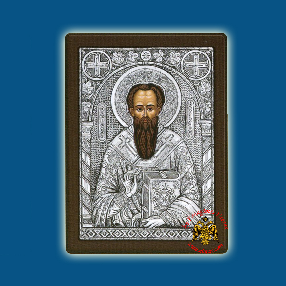 Saint Vasilios The Great Silver Holy Icon