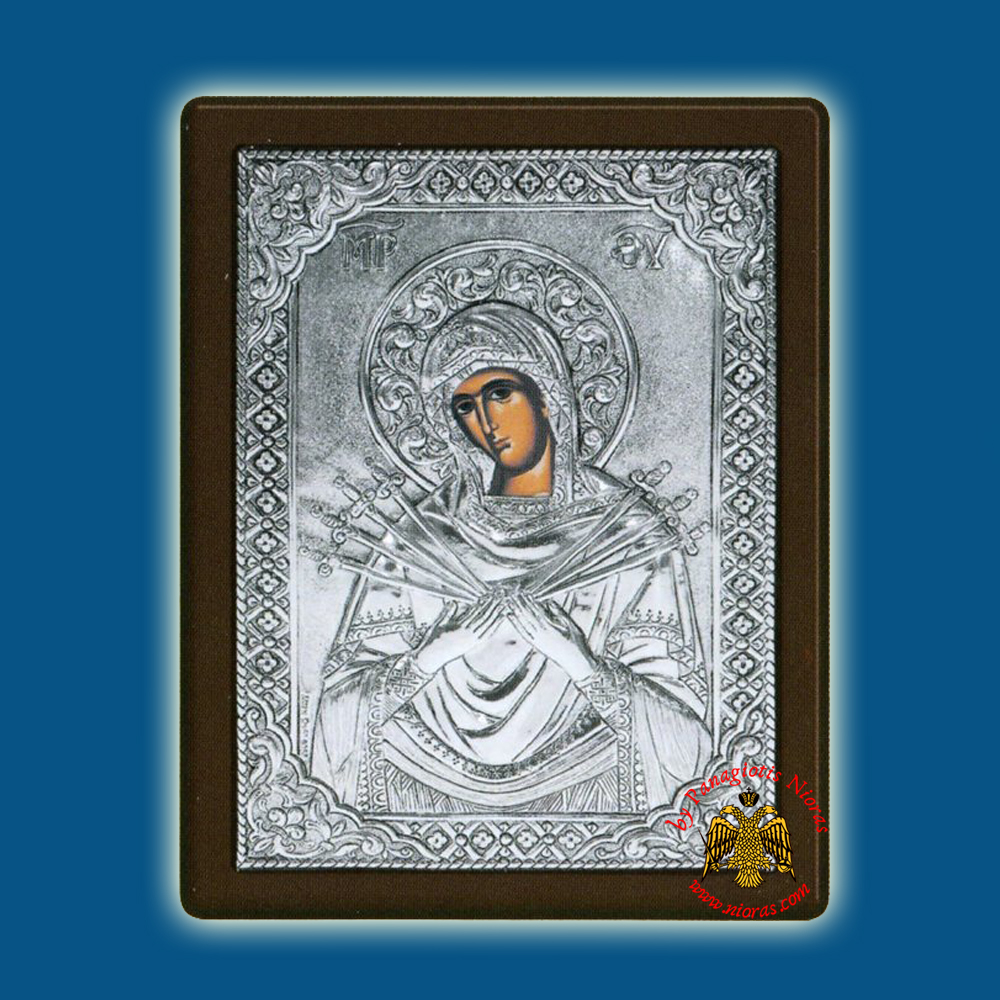 Holy Virgin Mary Theotokos Eptaspathi Silver Holy Icon