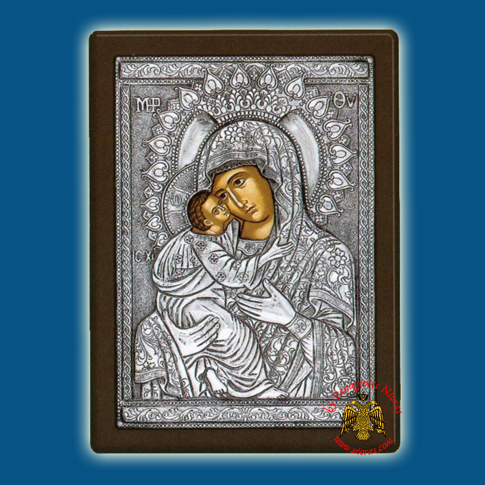 Holy Virgin Mary Theotokos Glykopfilousa Byzantine Style Silver Holy Icon