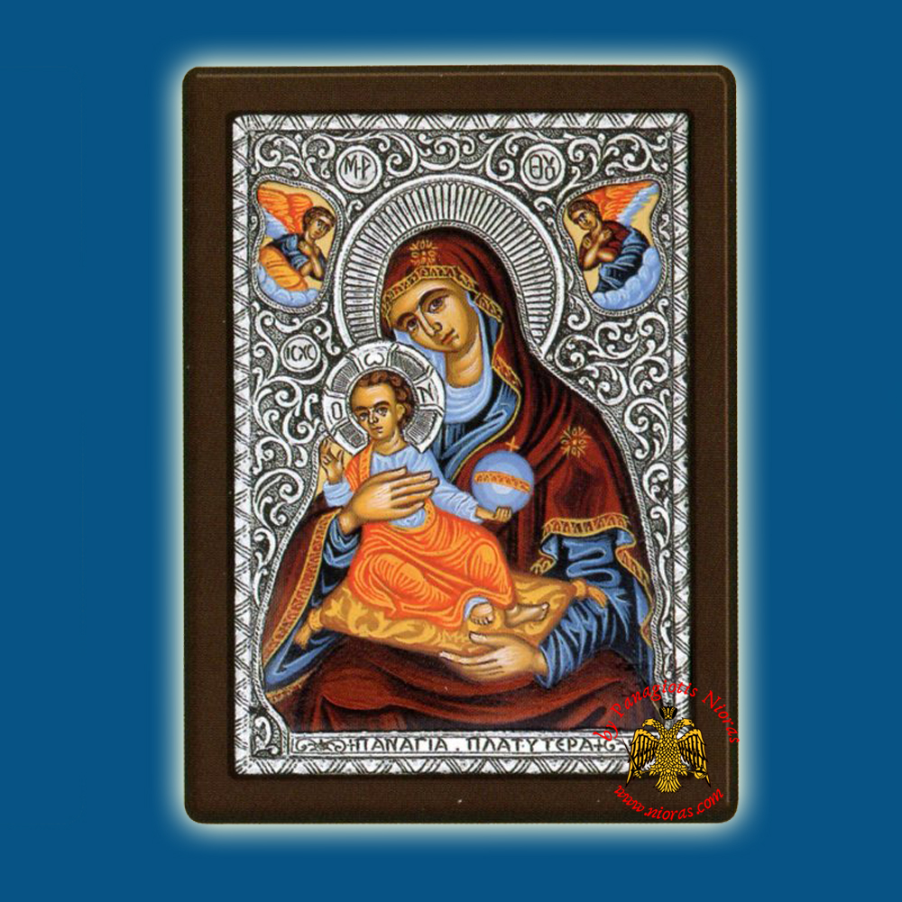 Holy Virgin Mary Theotokos Platitera Style Silver Holy Icon