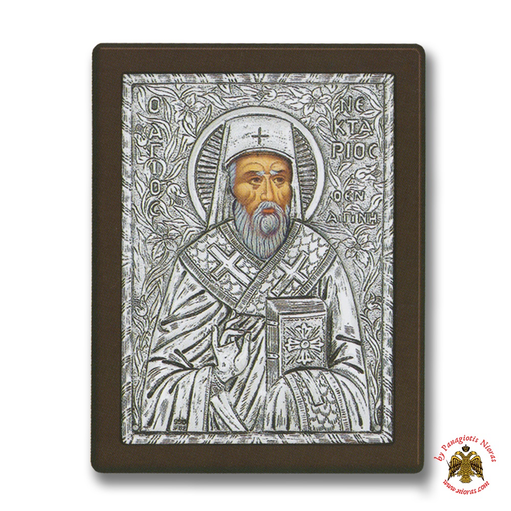 Saint Nectarios Silver Holy Icon