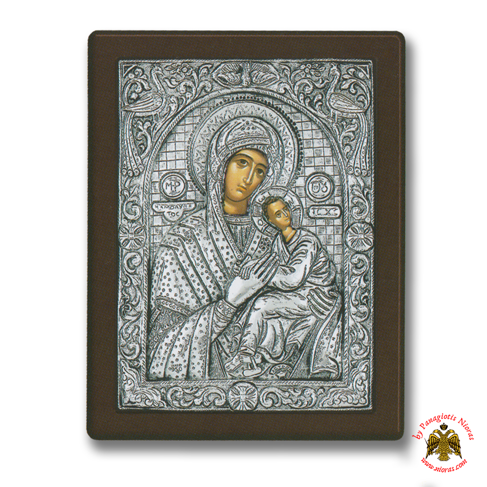 Holy Virgin Mary Theotokos Panagia Amolintos Silver Holy Icon